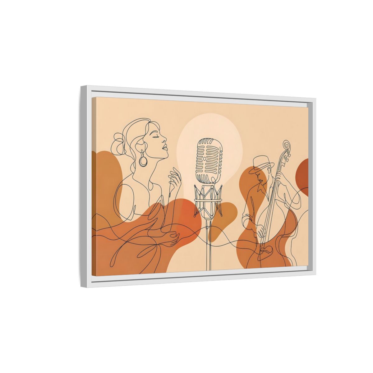 Side Mockup 1. Soulful Jazz Duo shown as framed canvas print