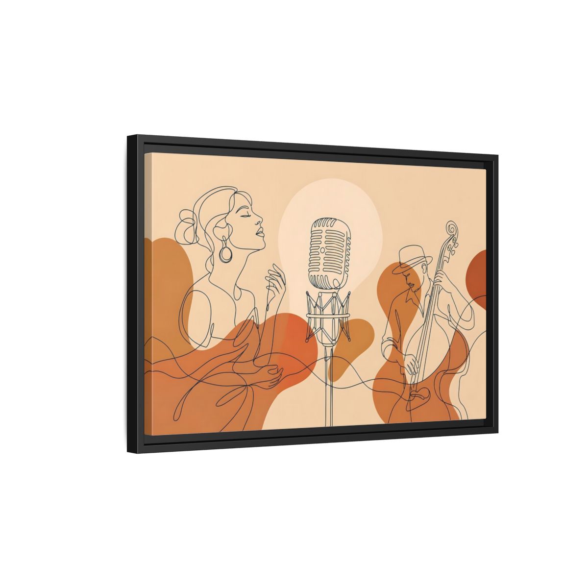 Side Mockup 3. Soulful Jazz Duo shown as framed canvas print