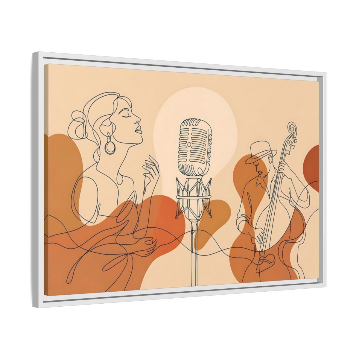 Side Mockup 10. Soulful Jazz Duo shown as framed canvas print