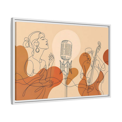 Side Mockup 10. Soulful Jazz Duo shown as framed canvas print