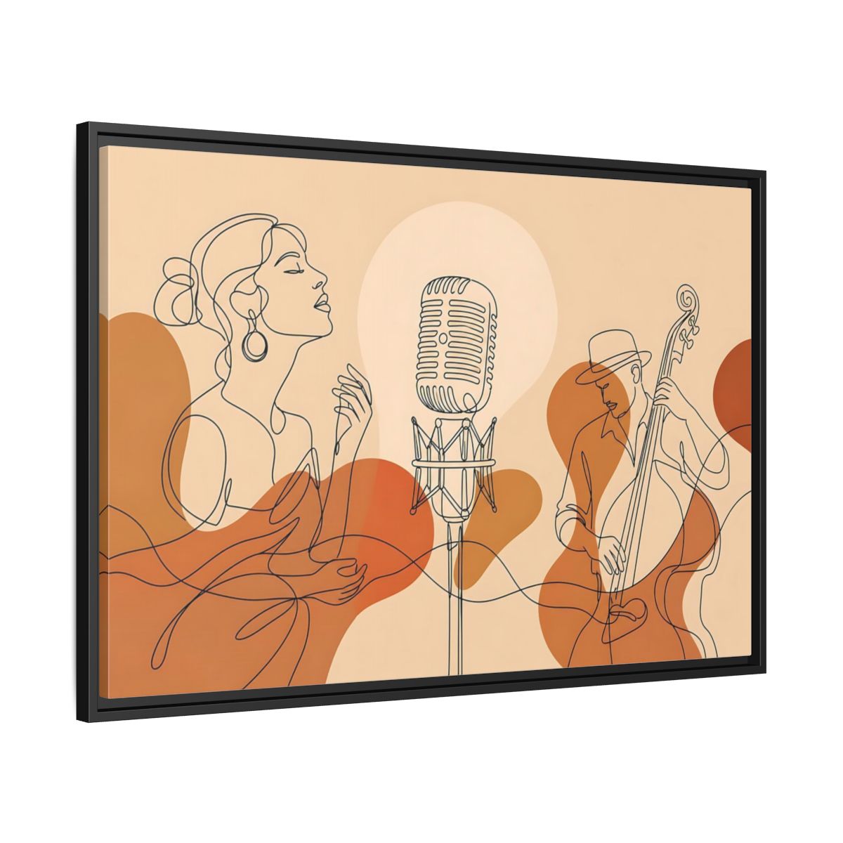 Side Mockup 13. Soulful Jazz Duo shown as framed canvas print