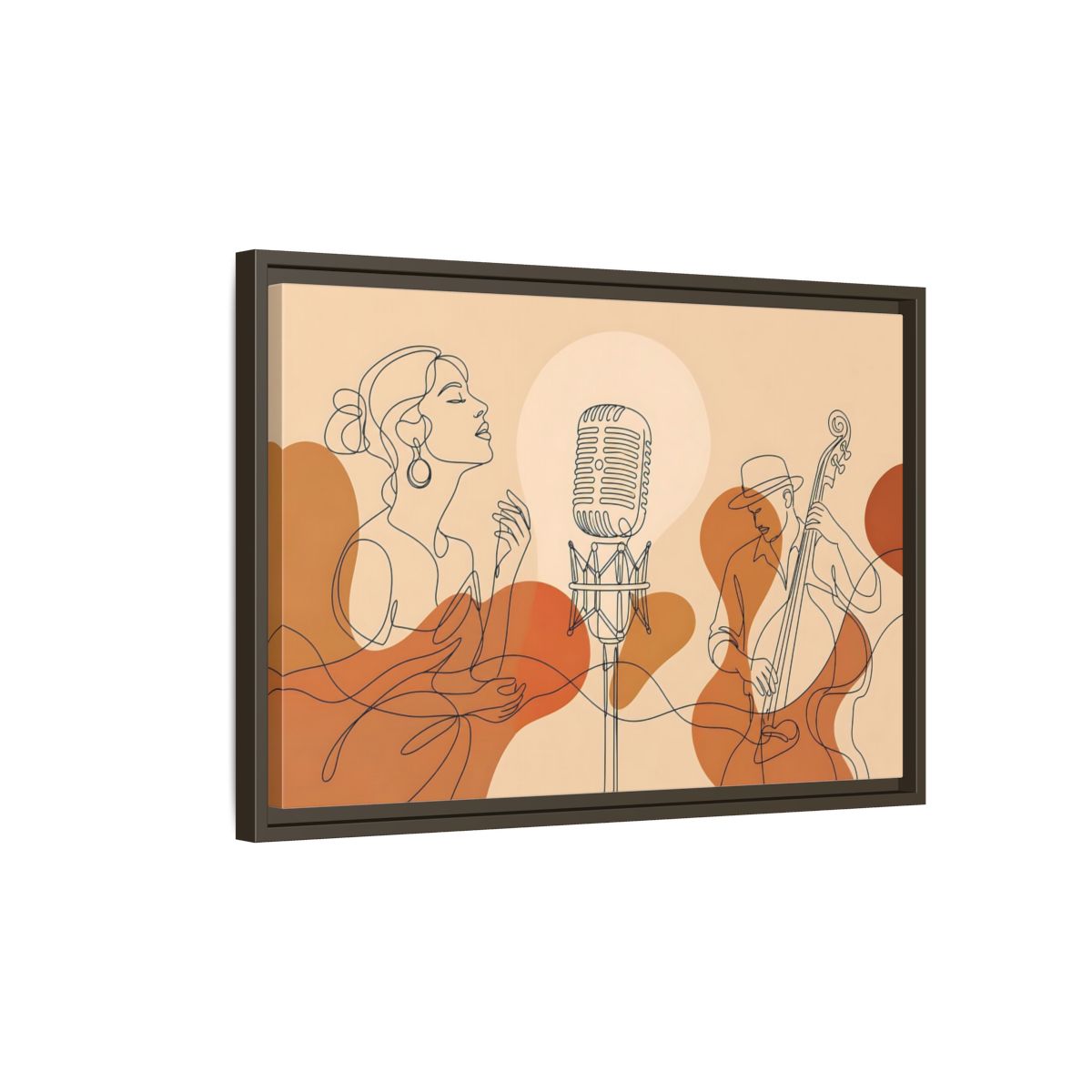 Side Mockup 2. Soulful Jazz Duo shown as framed canvas print