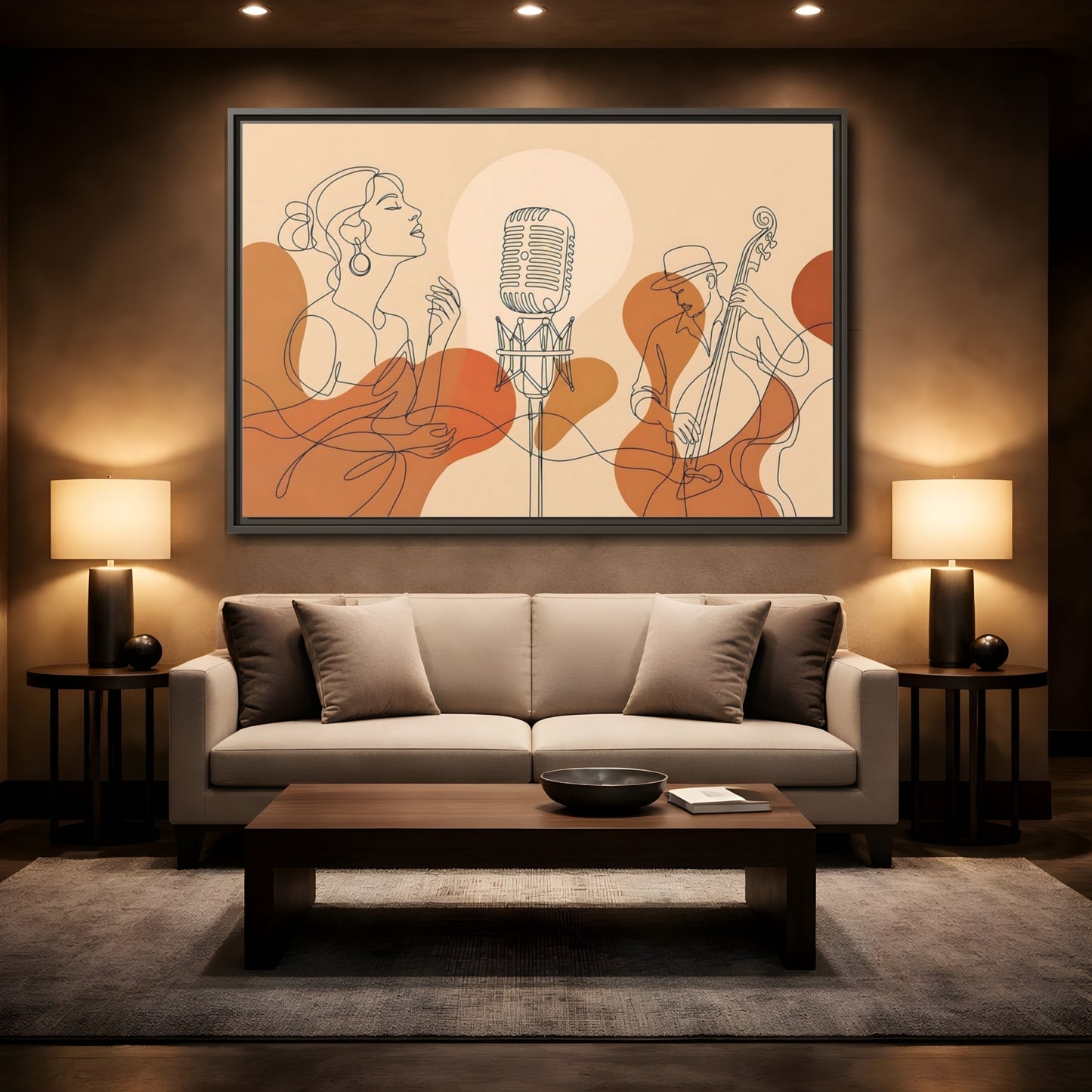 Mockup 2. Soulful Jazz Duo shown as framed canvas print