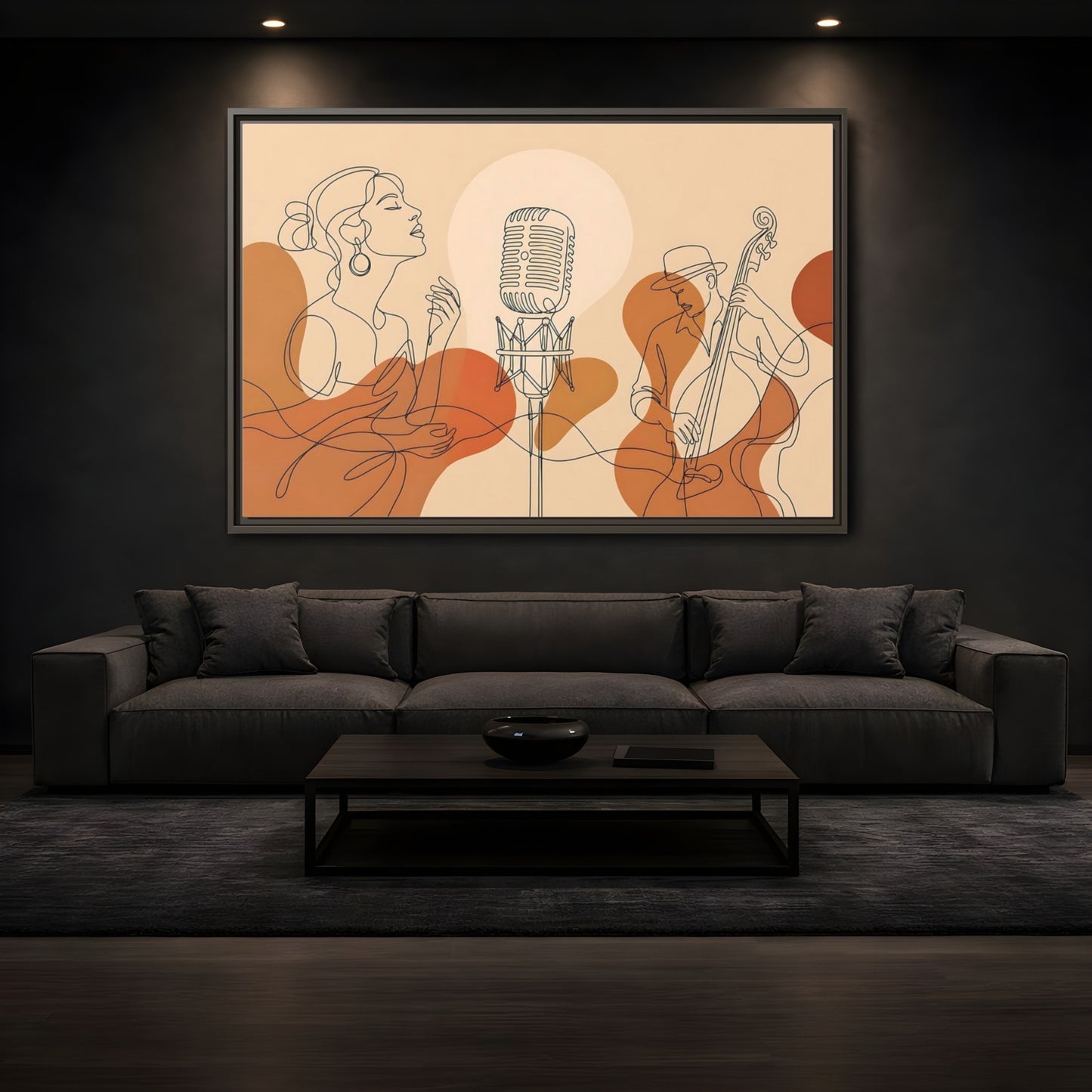 Mockup 3. Soulful Jazz Duo shown as framed canvas print