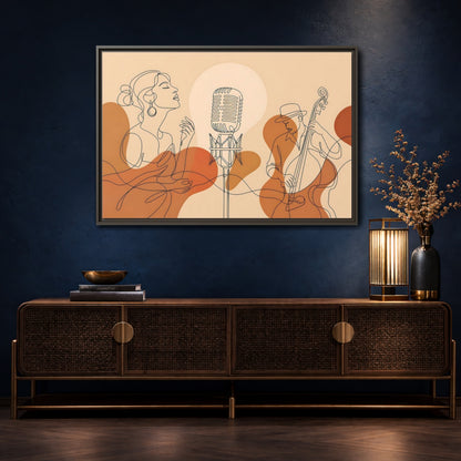 Mockup 4. Soulful Jazz Duo shown as framed canvas print