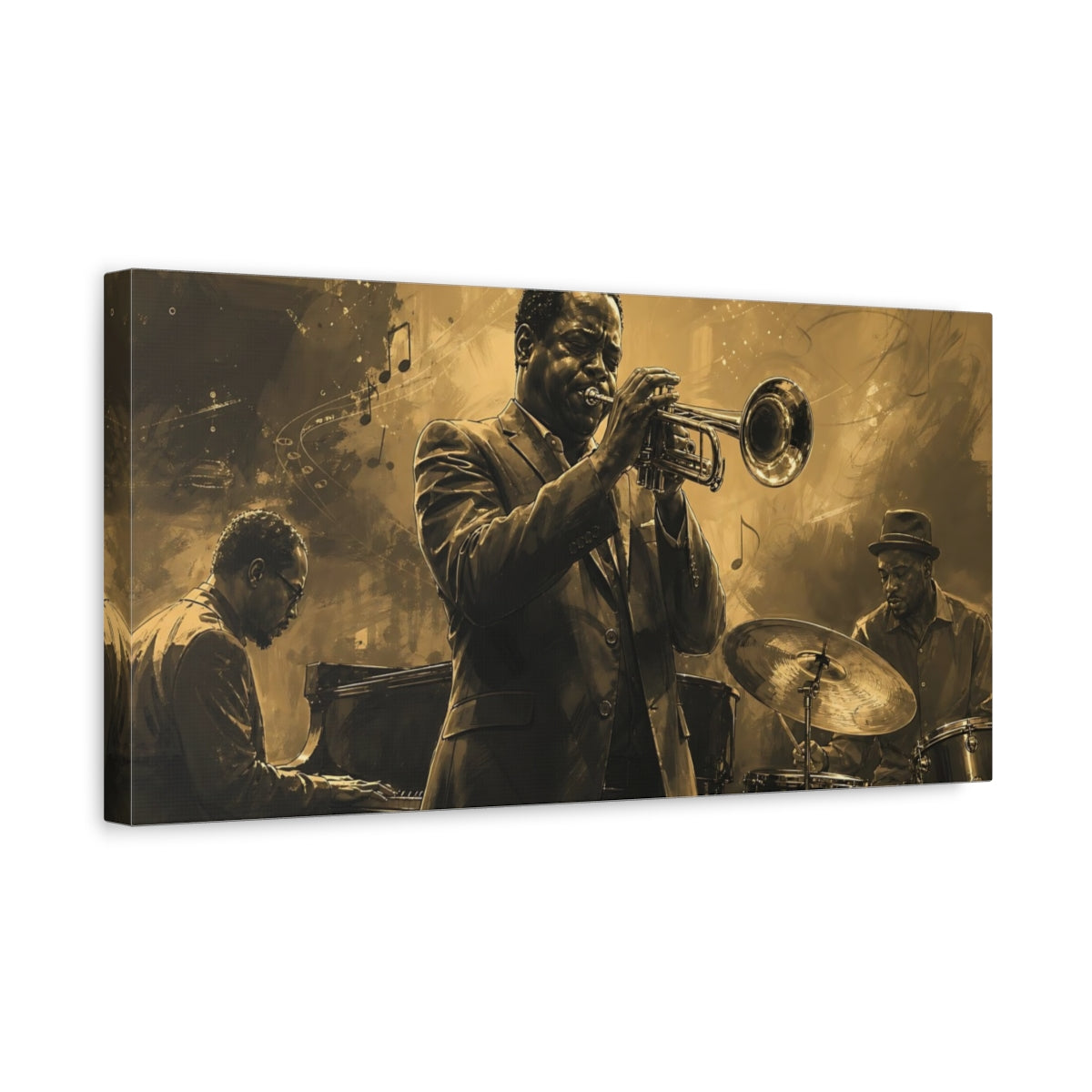 Side Mockup 3. Soulful Jazz Trio shown as canvas print