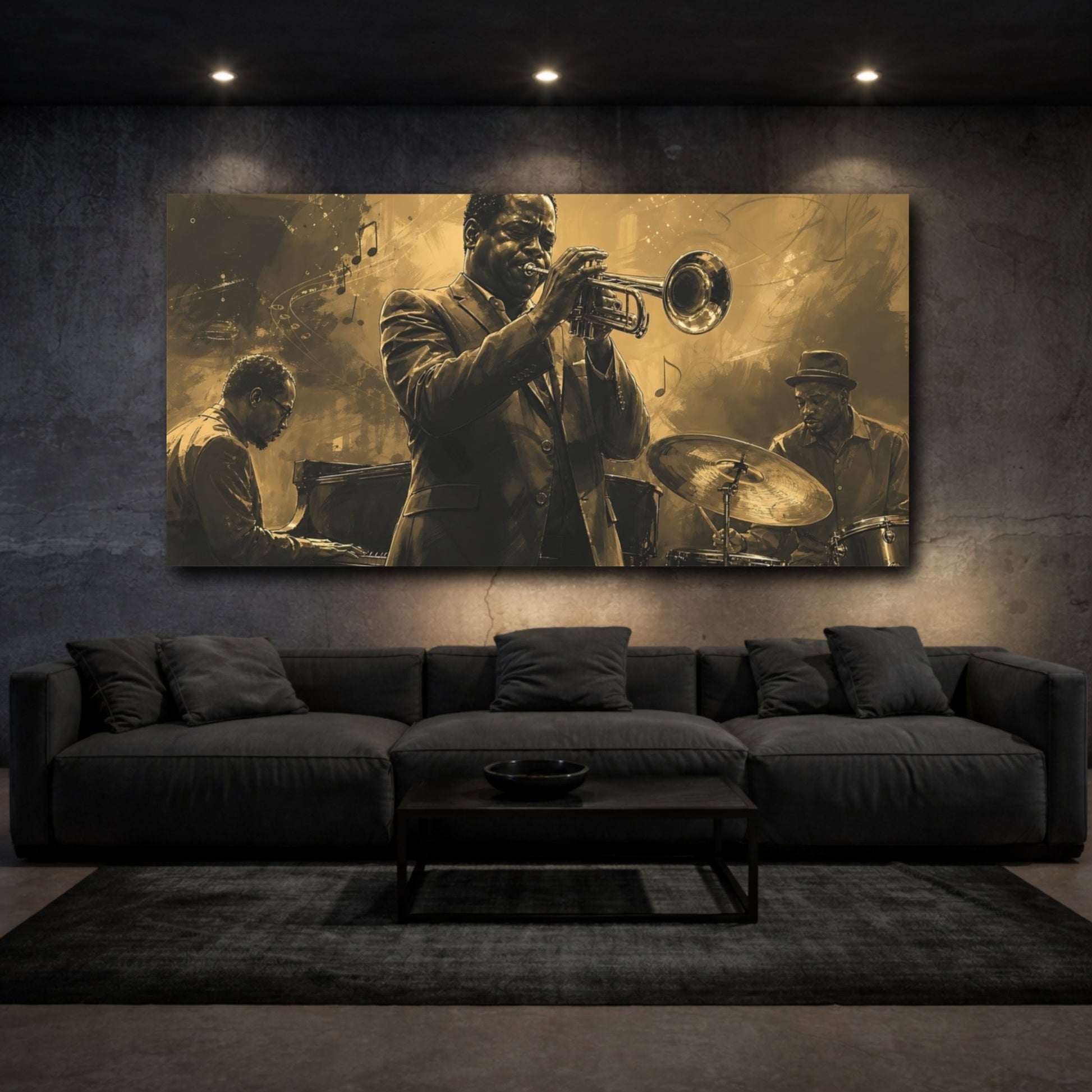Mockup 3. Soulful Jazz Trio shown as canvas print