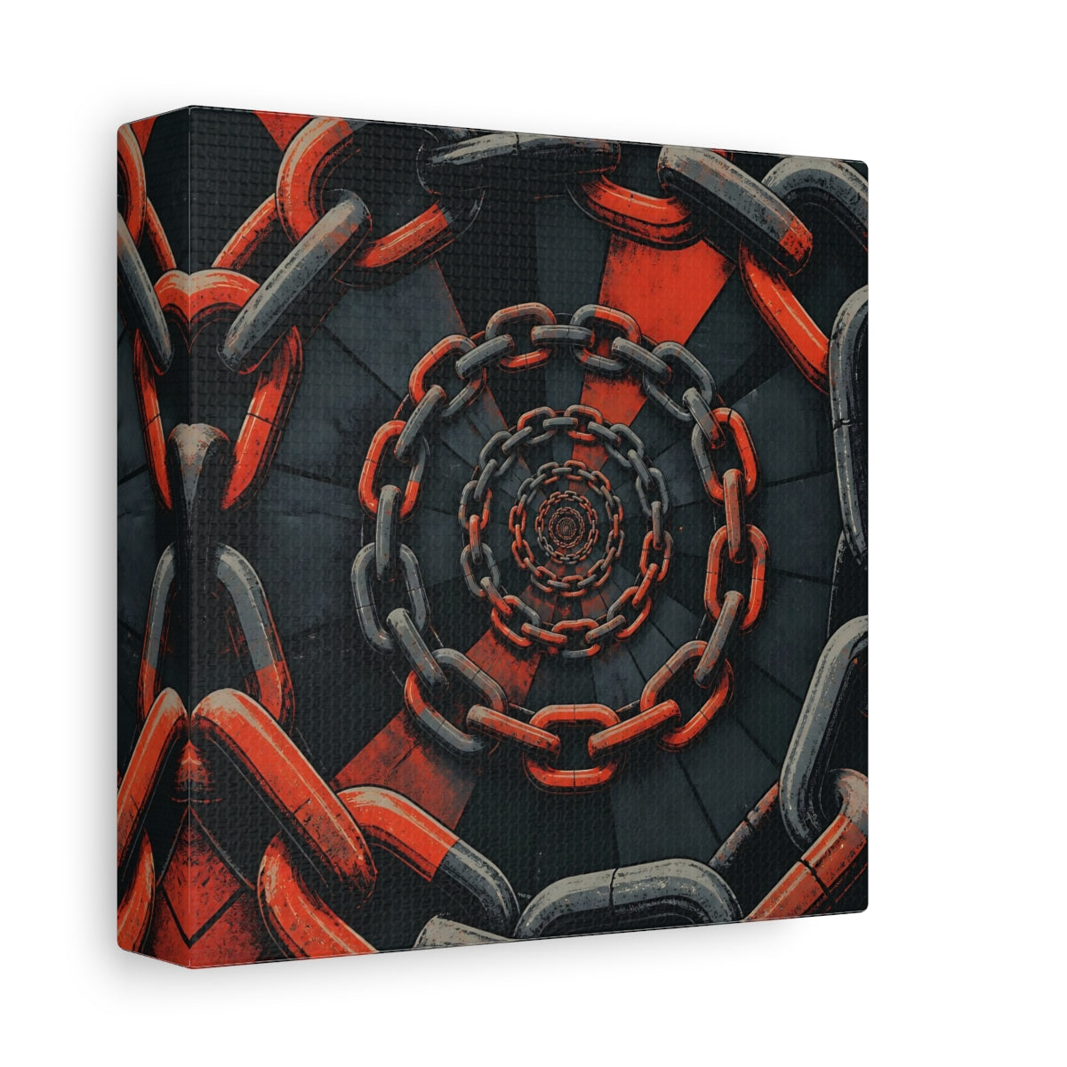 Side Mockup 2. Spiral Of Chains shown as canvas print