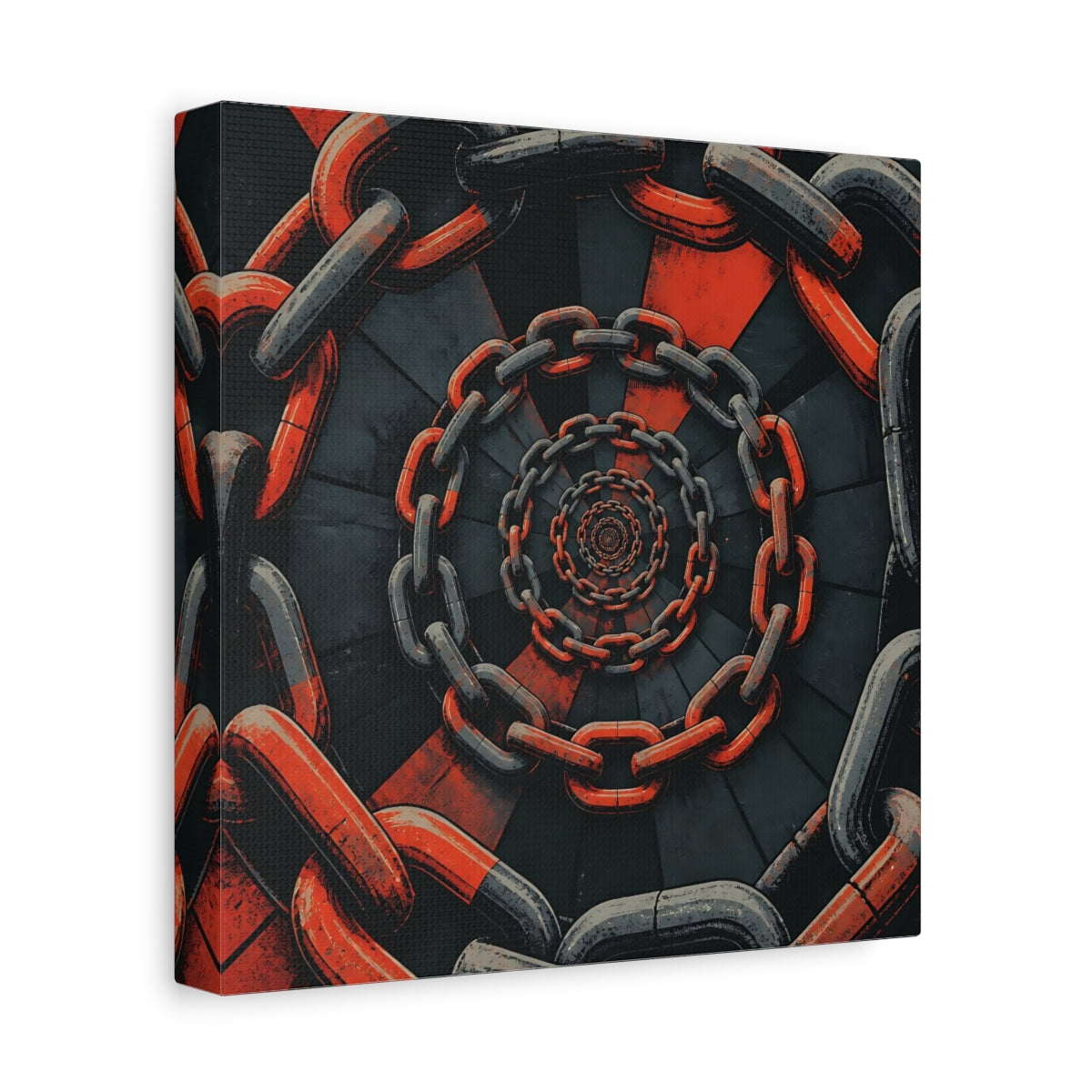 Side Mockup 9. Spiral Of Chains shown as canvas print