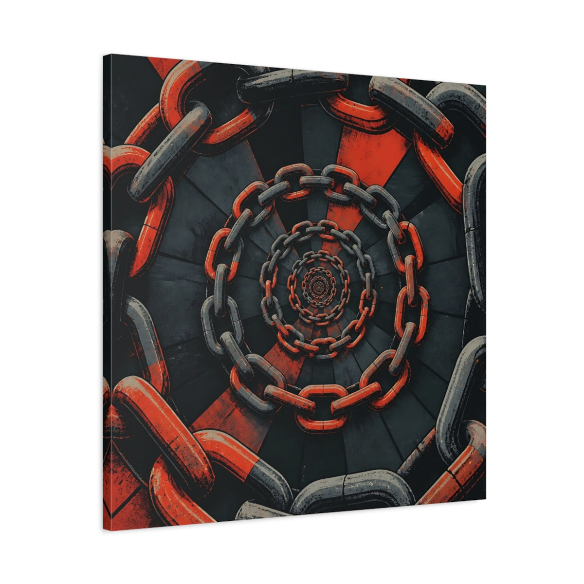 Side Mockup 3. Spiral Of Chains shown as canvas print