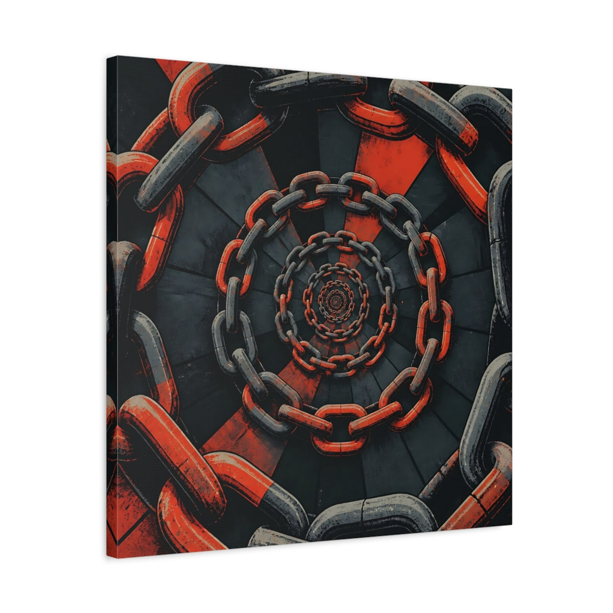 Side Mockup 4. Spiral Of Chains shown as canvas print