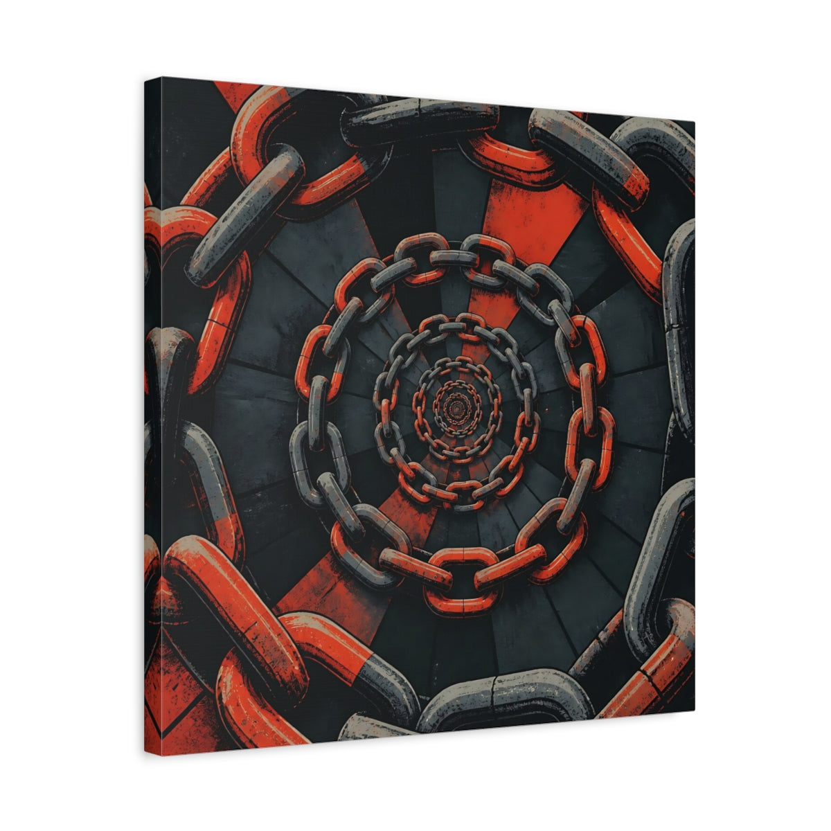Side Mockup 5. Spiral Of Chains shown as canvas print