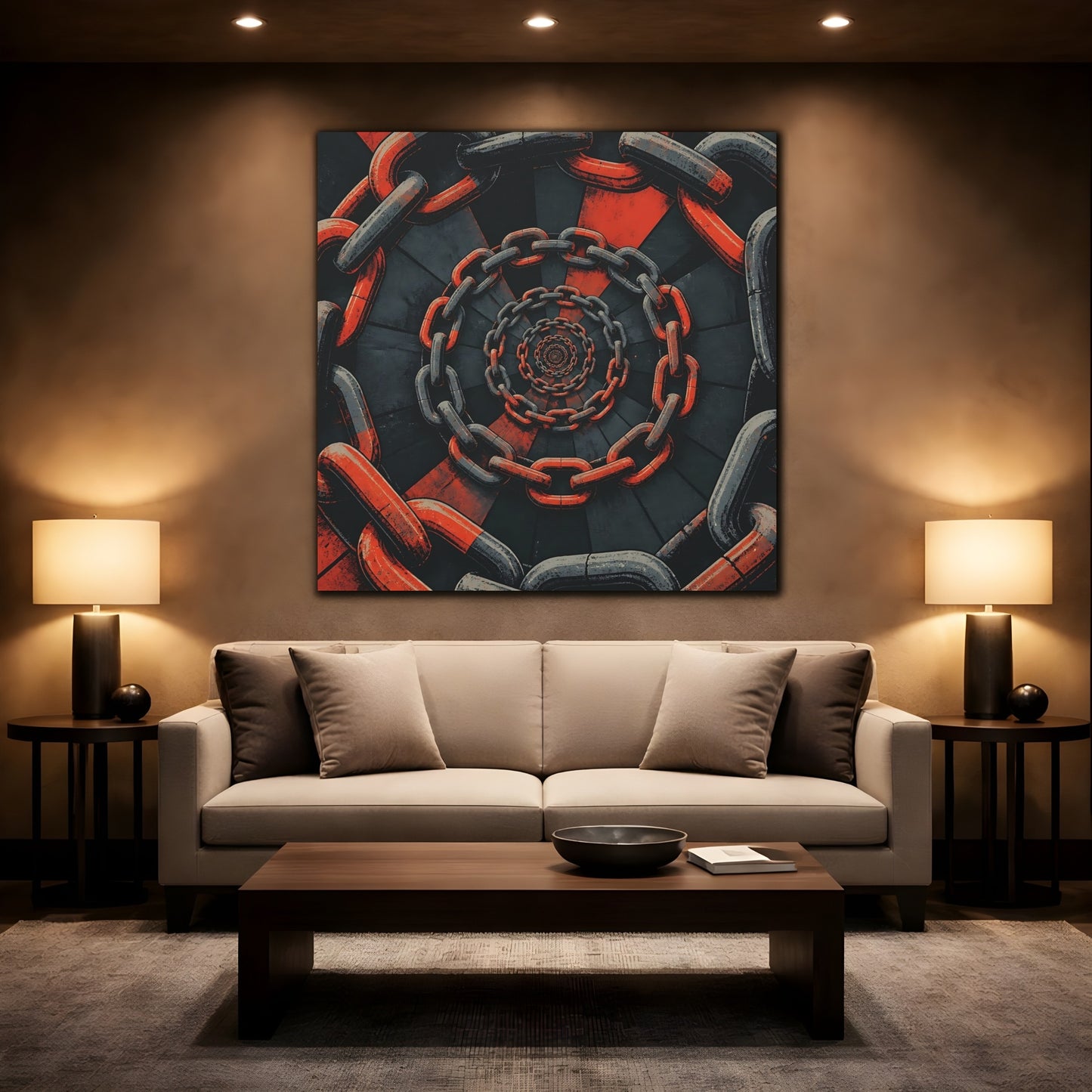 Mockup 2. Spiral Of Chains shown as canvas print