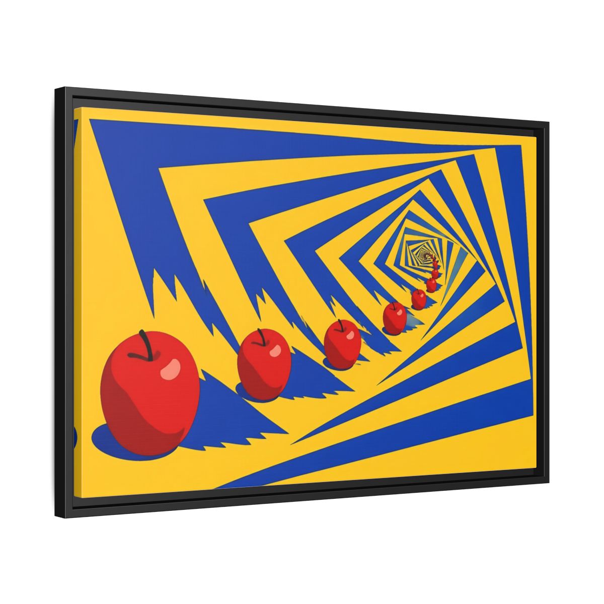 Side Mockup 14. Spiral Of Red Apples shown as framed canvas print