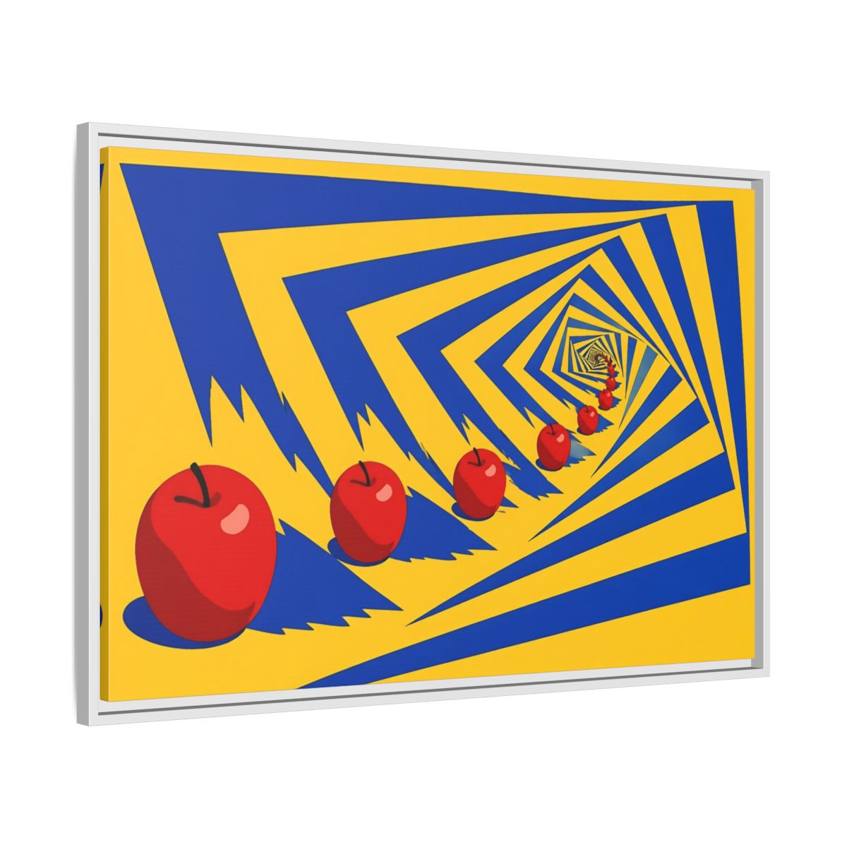 Side Mockup 9. Spiral Of Red Apples shown as framed canvas print