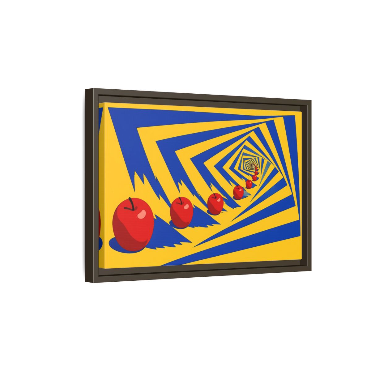 Side Mockup 5. Spiral Of Red Apples shown as framed canvas print