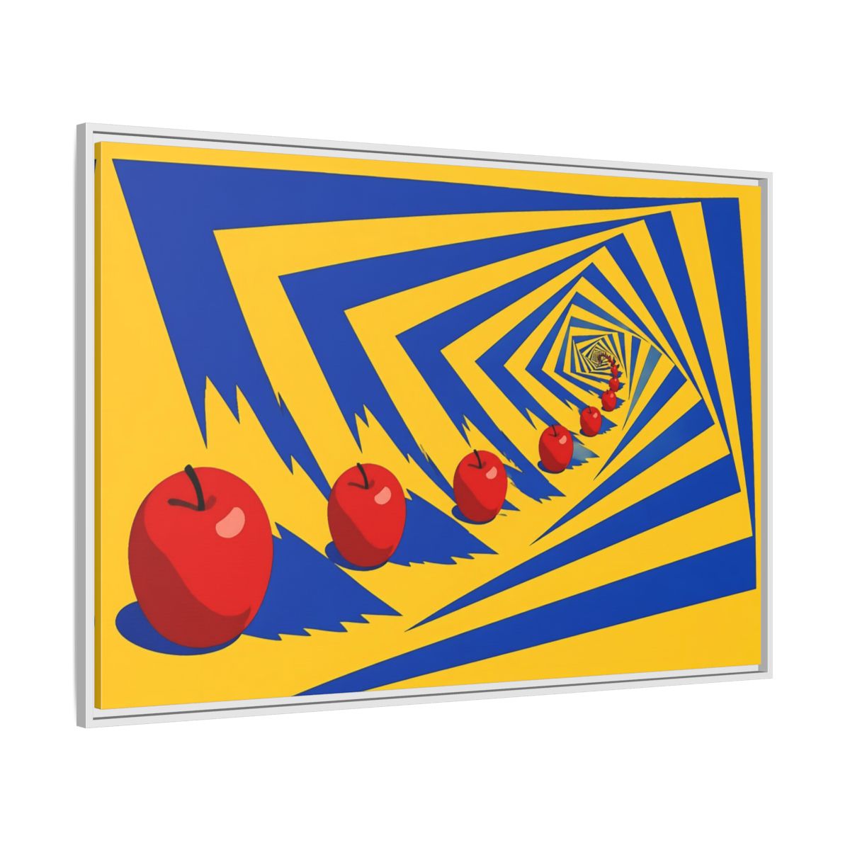Side Mockup 7. Spiral Of Red Apples shown as framed canvas print