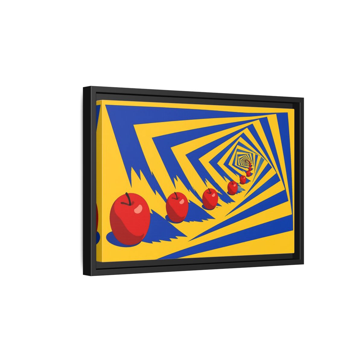 Side Mockup 6. Spiral Of Red Apples shown as framed canvas print
