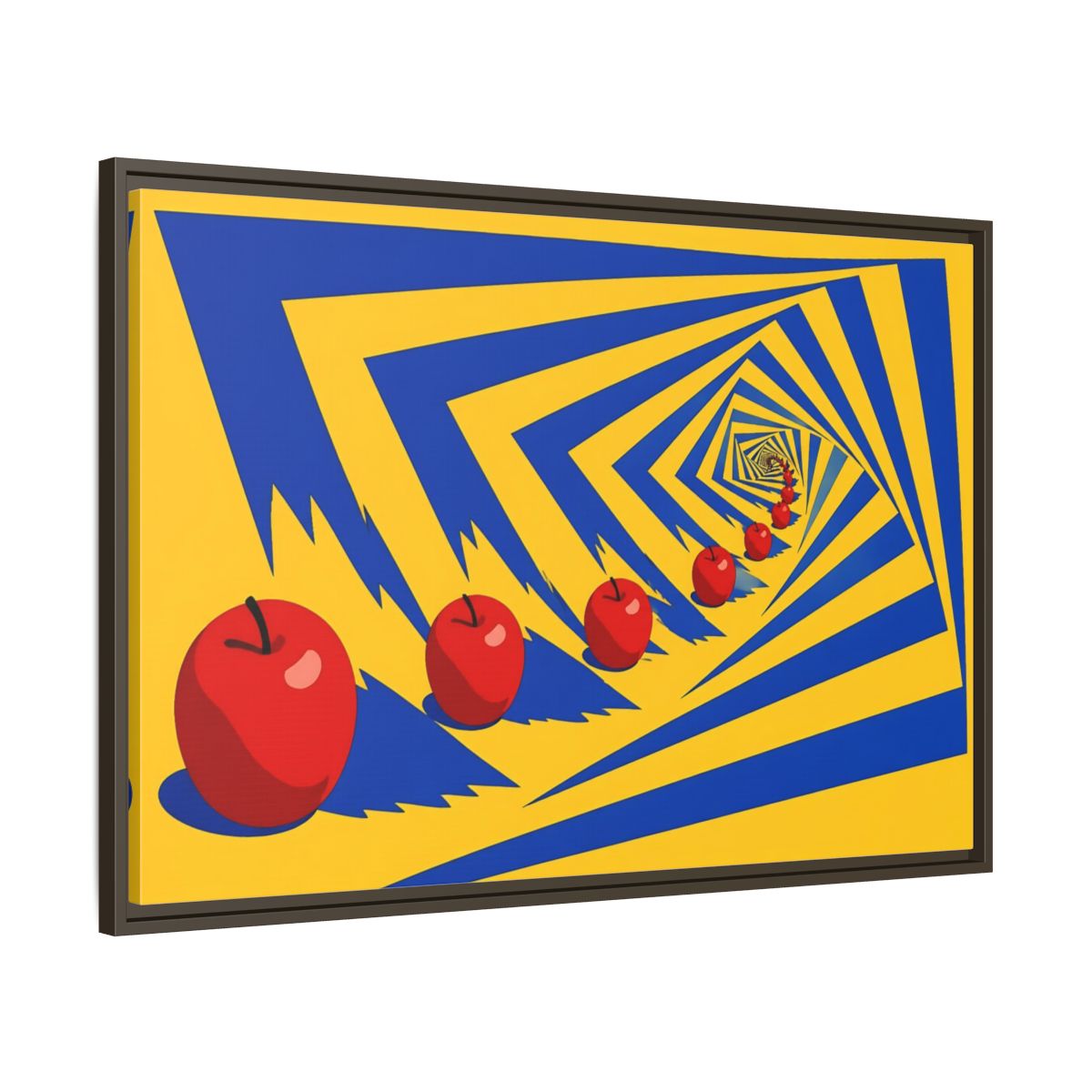 Main Mockup. Spiral Of Red Apples shown as framed canvas print