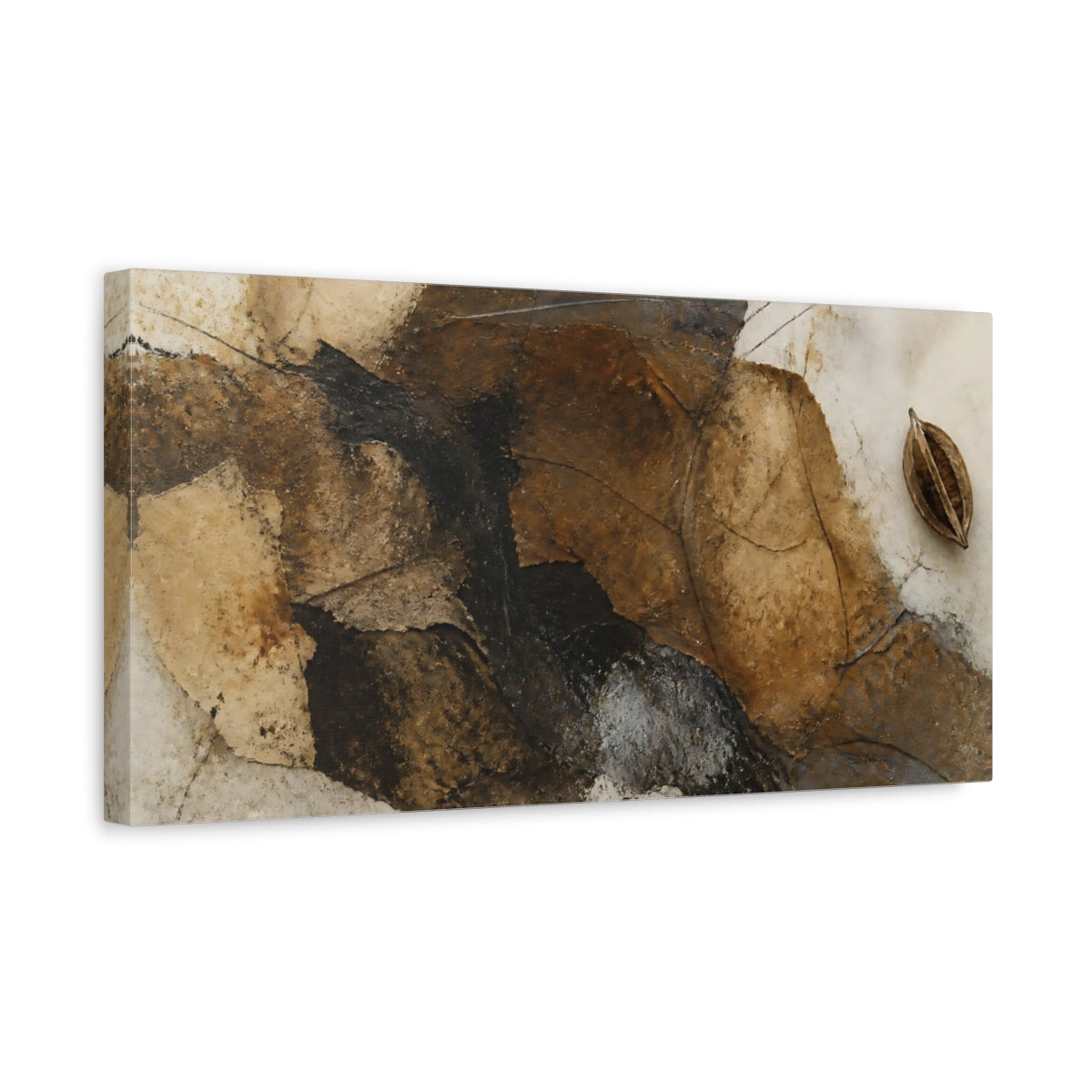 Side Mockup 3. Split Seedpod On Parchment shown as canvas print