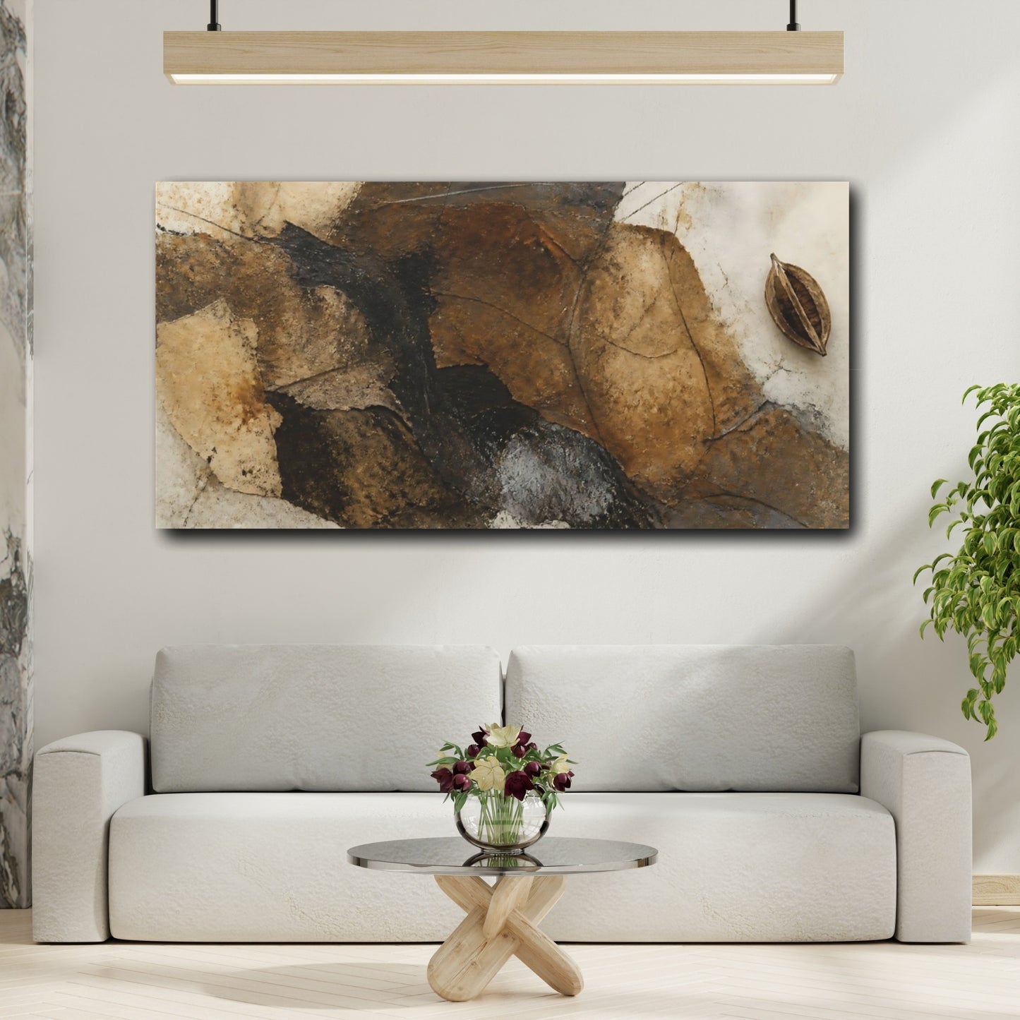 Mockup 2. Split Seedpod On Parchment shown as canvas print