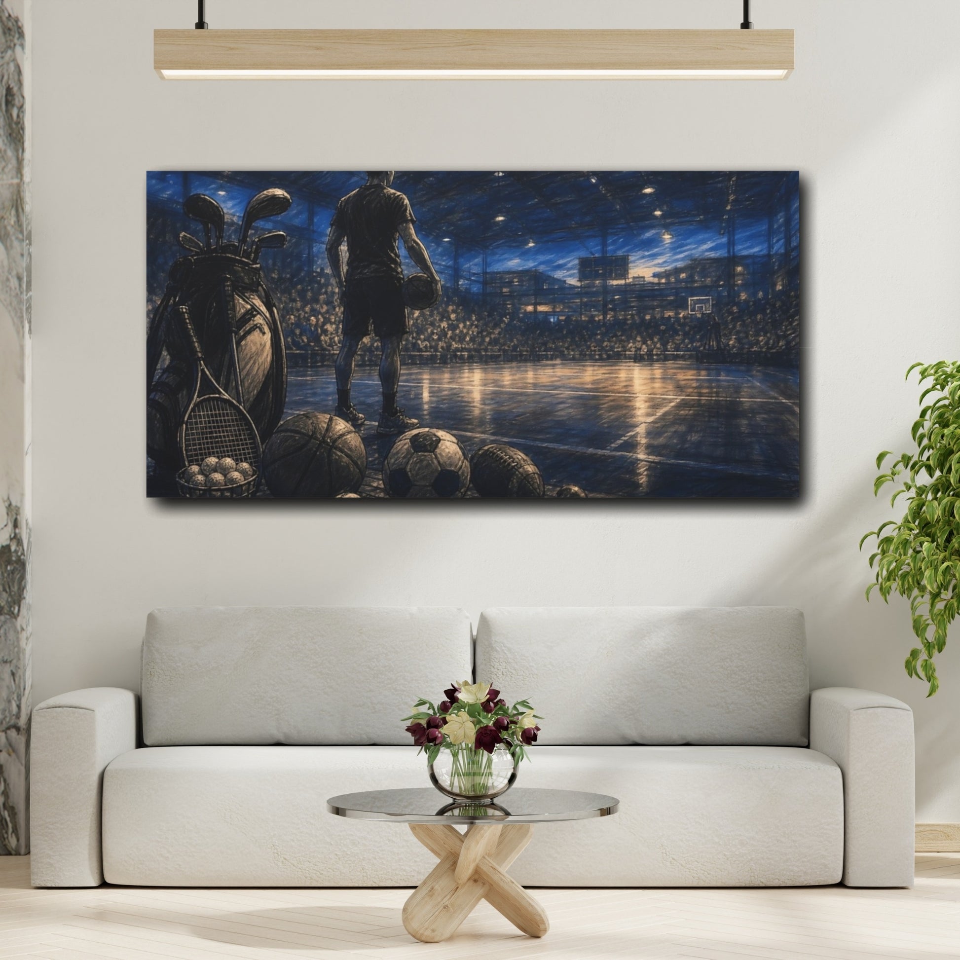 Mockup 2. Sports Athlete Dark Blue And Black shown as canvas print