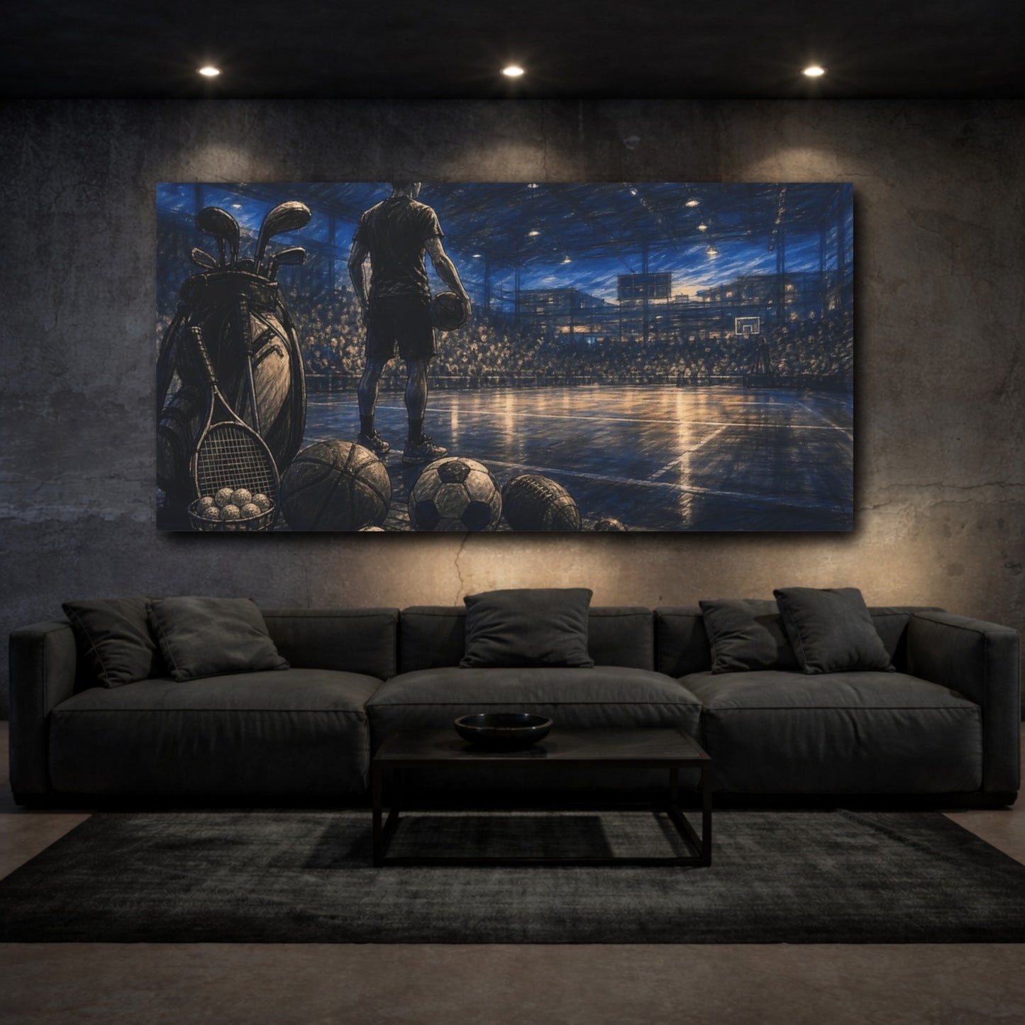 Mockup 4. Sports Athlete Dark Blue And Black shown as canvas print