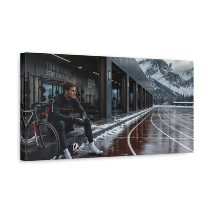 Side Mockup 3. Sports Athlete Fitness Landscape shown as canvas print