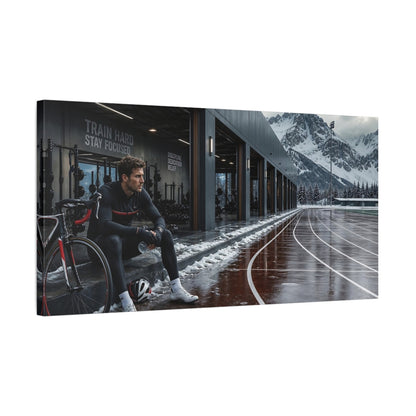 Side Mockup 1. Sports Athlete Fitness Landscape shown as canvas print