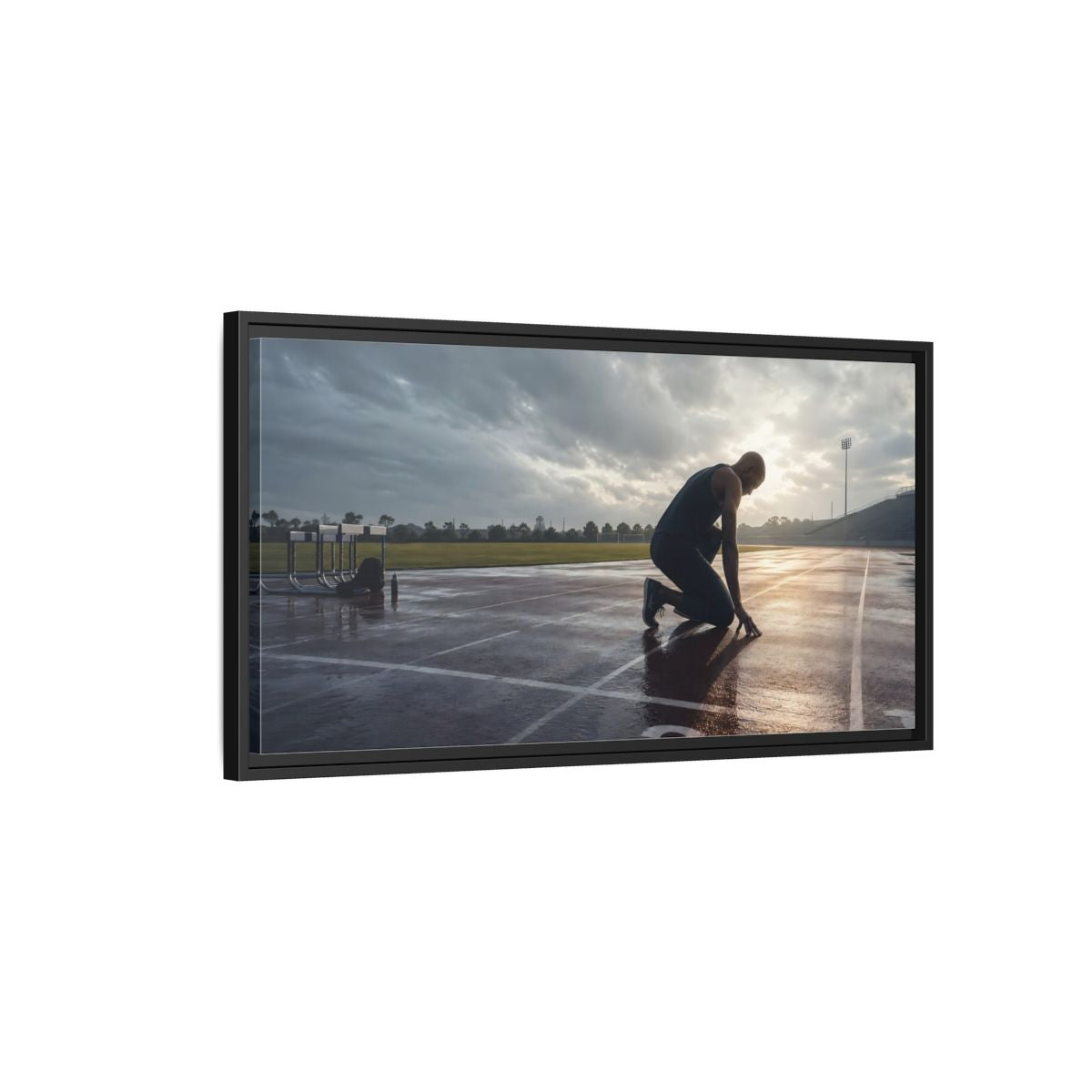Side Mockup 2. Sports Athlete Sports Athlete shown as framed canvas print