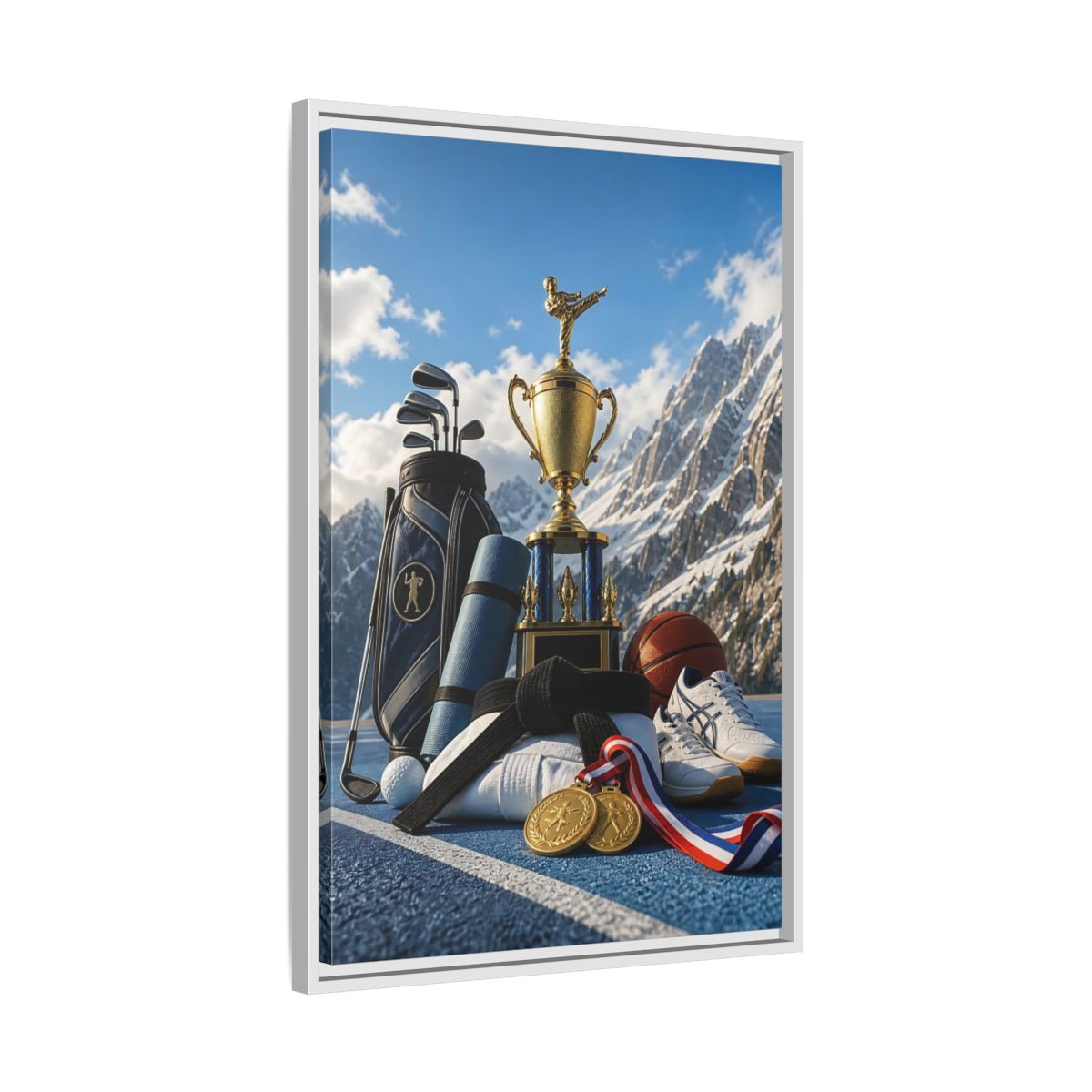 Side Mockup 10. Sports Sports Awards Sports Awards Gold shown as framed canvas print
