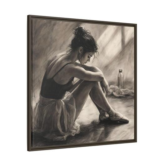 Main Mockup. Sports Ballerina Charcoal Ballerina shown as framed canvas print