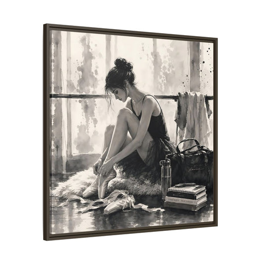 Main Mockup. Sports Ballerina Monochrome Ballerina shown as framed canvas print
