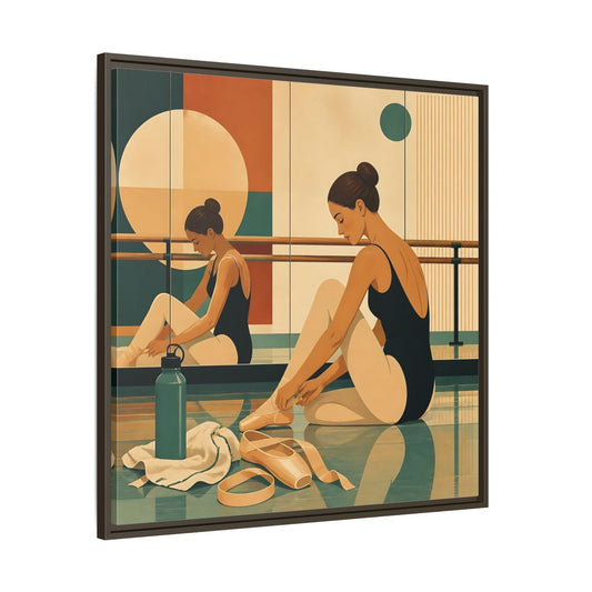 Main Mockup. Sports Ballerina Orange Teal Ballerina shown as framed canvas print