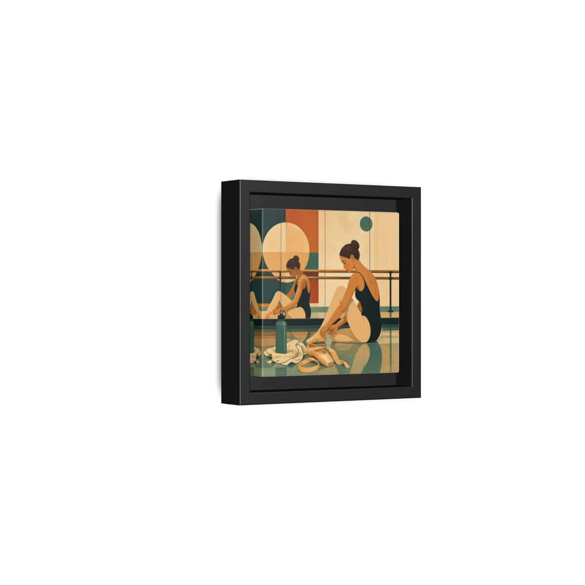 Side Mockup 24. Sports Ballerina Orange Teal Ballerina shown as framed canvas print