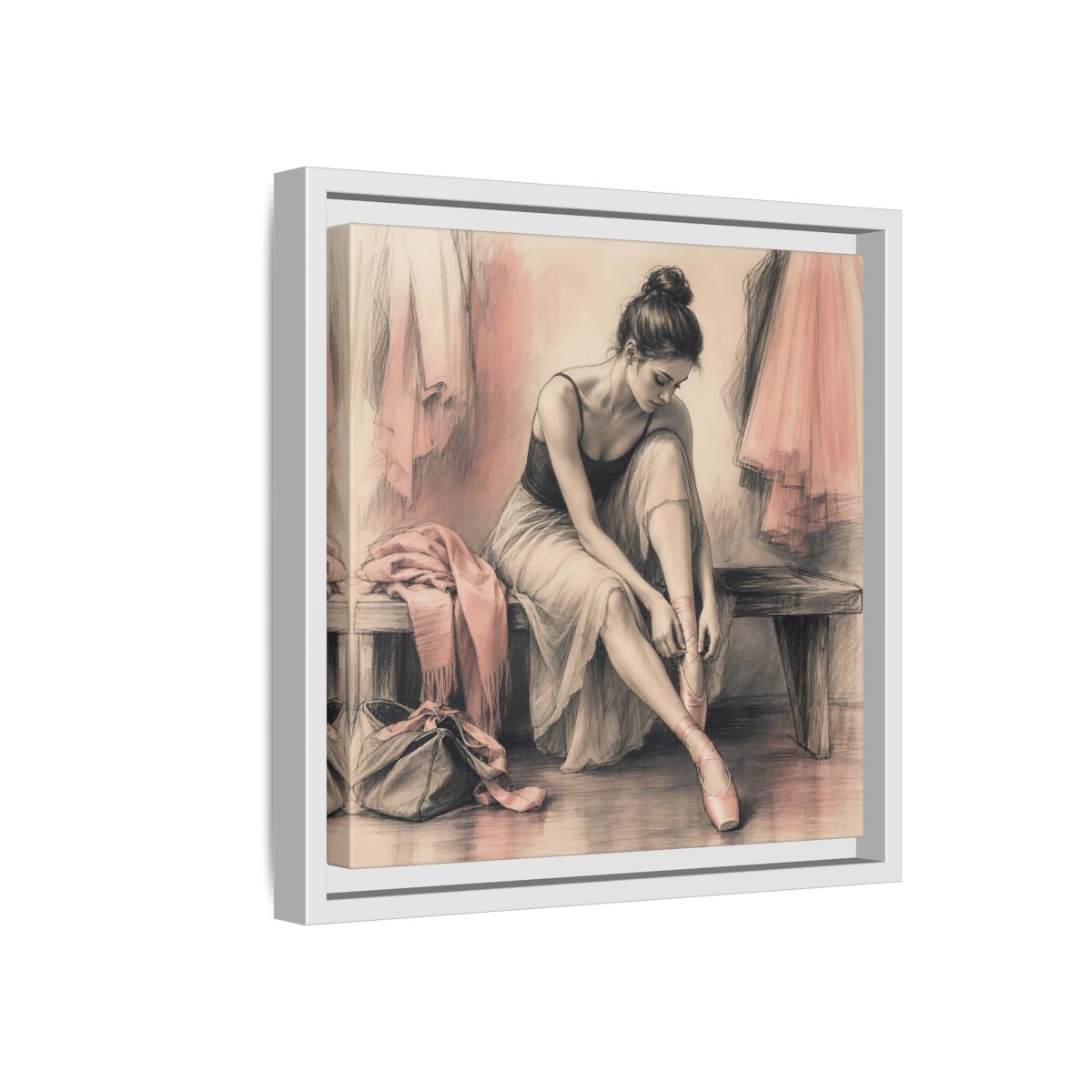 Side Mockup 16. Sports Ballerina Pink And Brown shown as framed canvas print