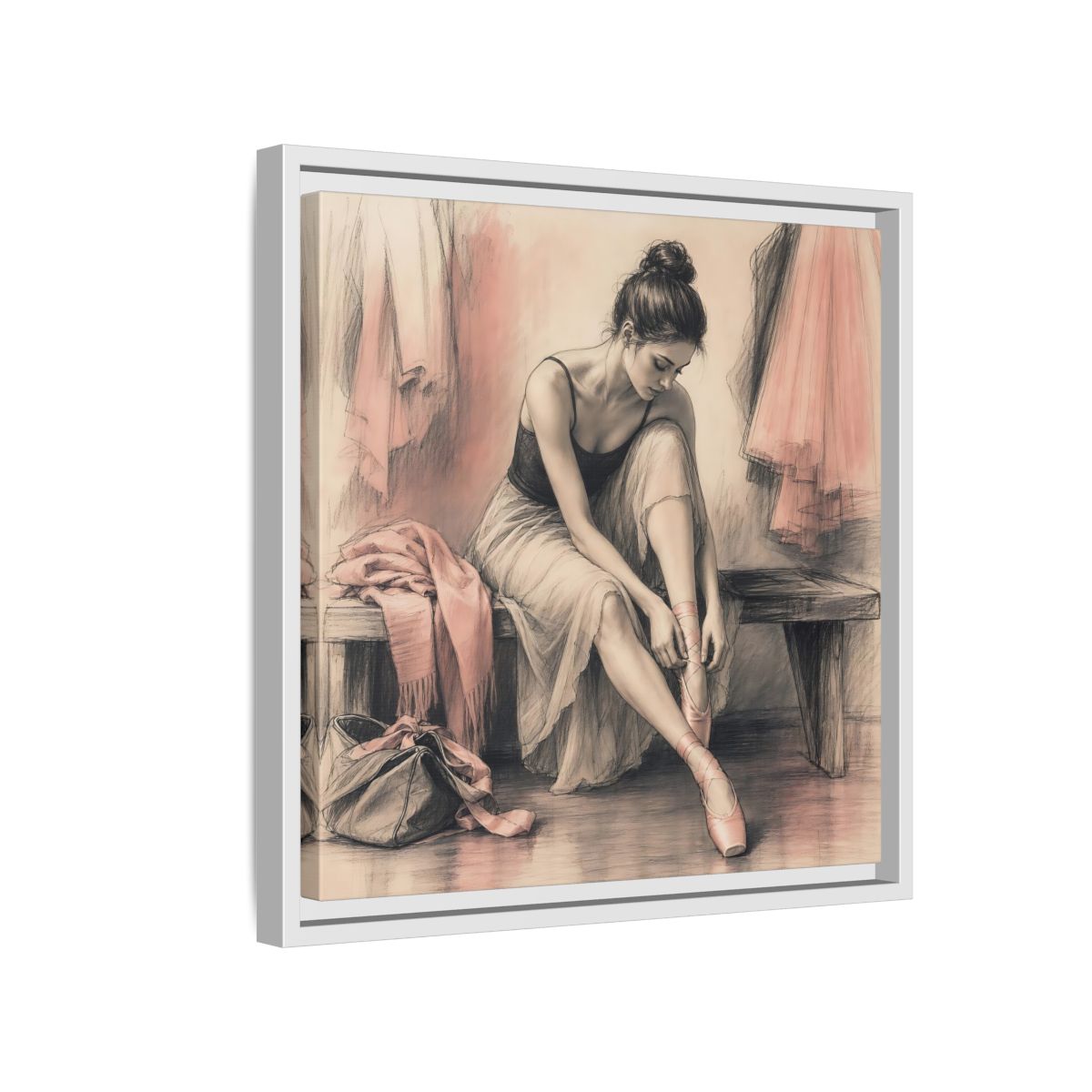 Side Mockup 13. Sports Ballerina Pink And Brown shown as framed canvas print