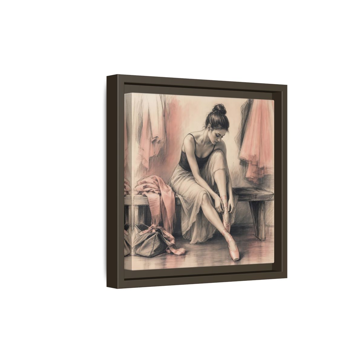 Side Mockup 20. Sports Ballerina Pink And Brown shown as framed canvas print