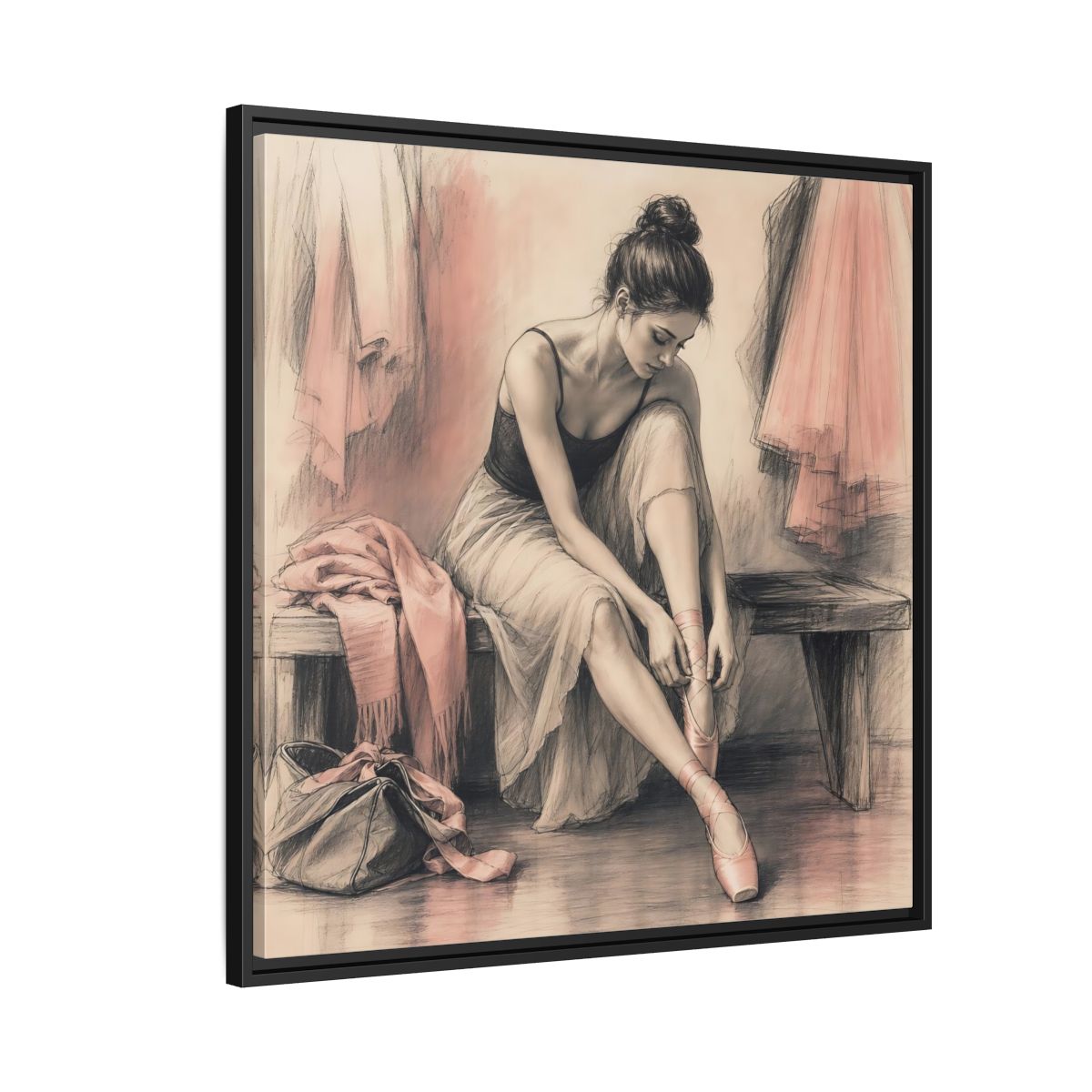 Side Mockup 9. Sports Ballerina Pink And Brown shown as framed canvas print
