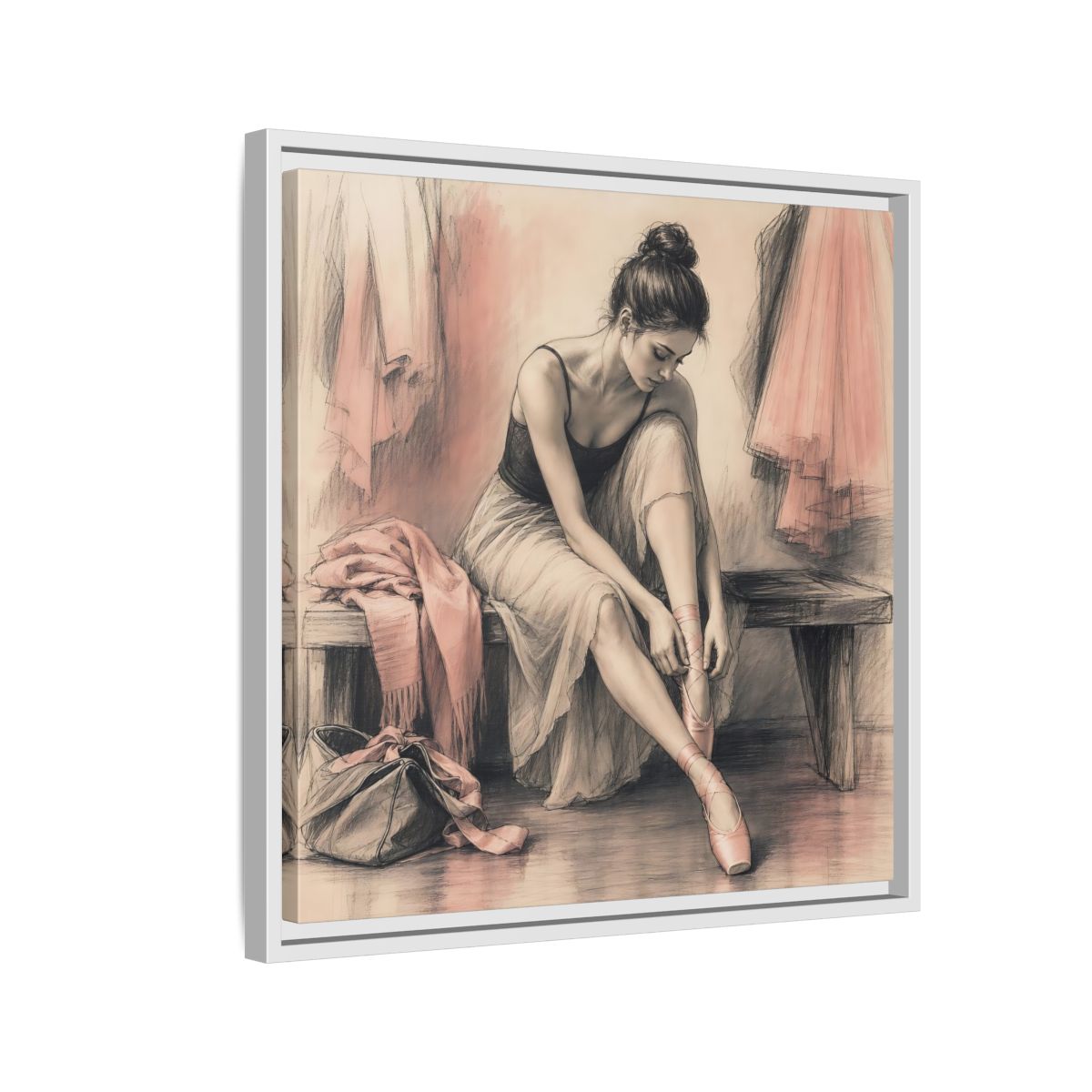 Side Mockup 10. Sports Ballerina Pink And Brown shown as framed canvas print