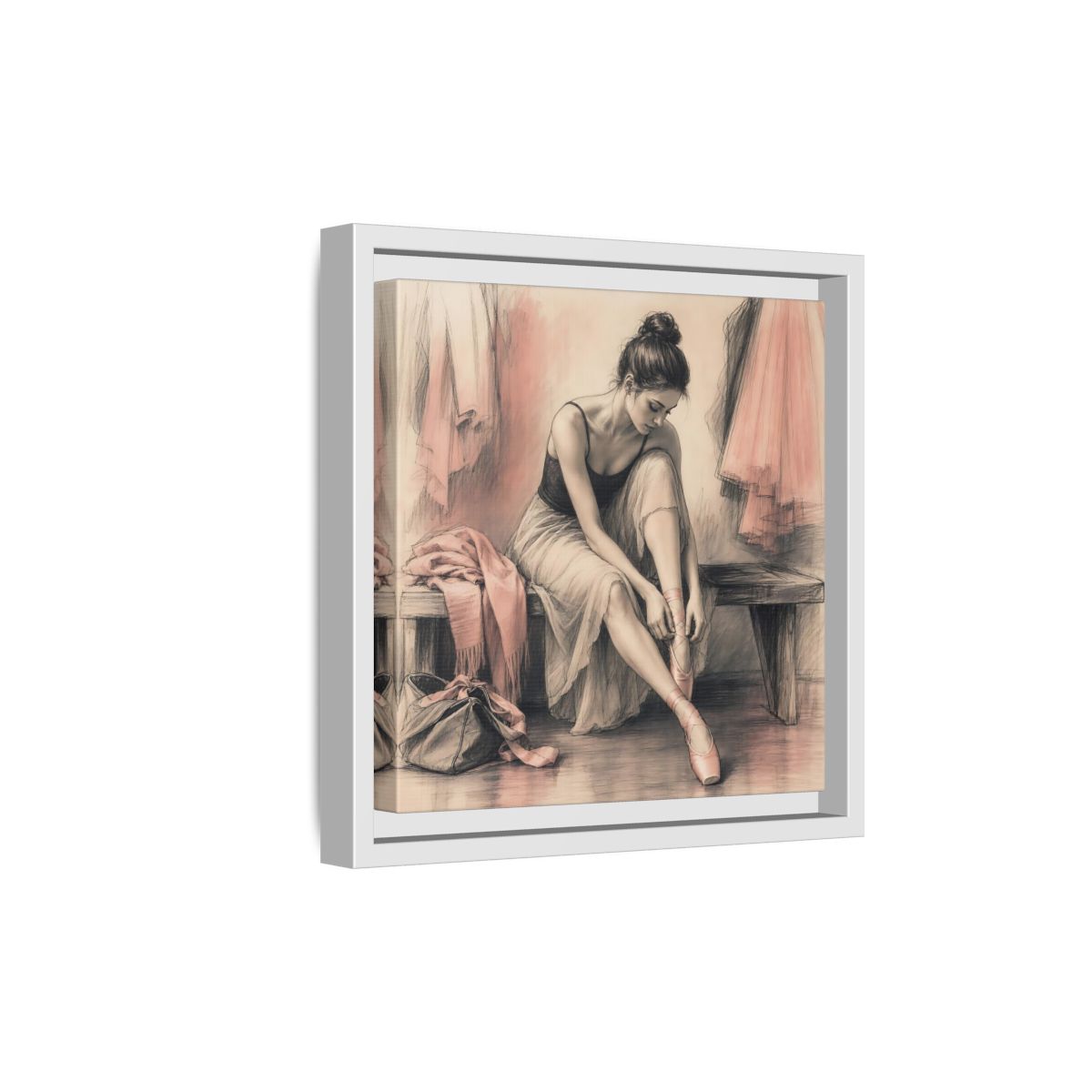Side Mockup 19. Sports Ballerina Pink And Brown shown as framed canvas print