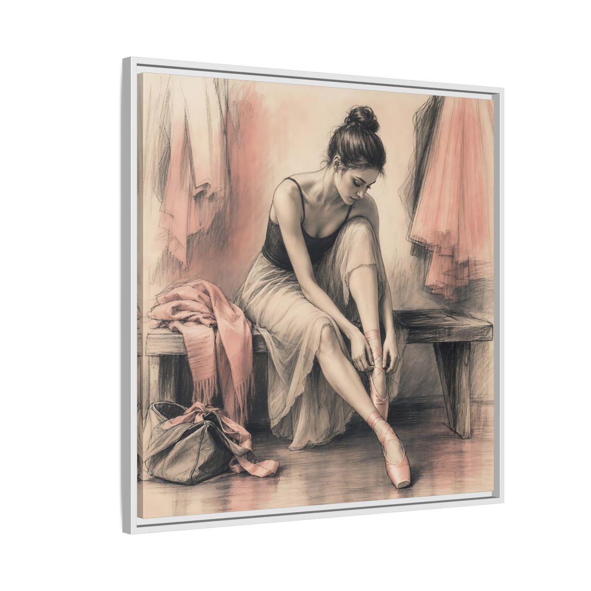 Side Mockup 7. Sports Ballerina Pink And Brown shown as framed canvas print