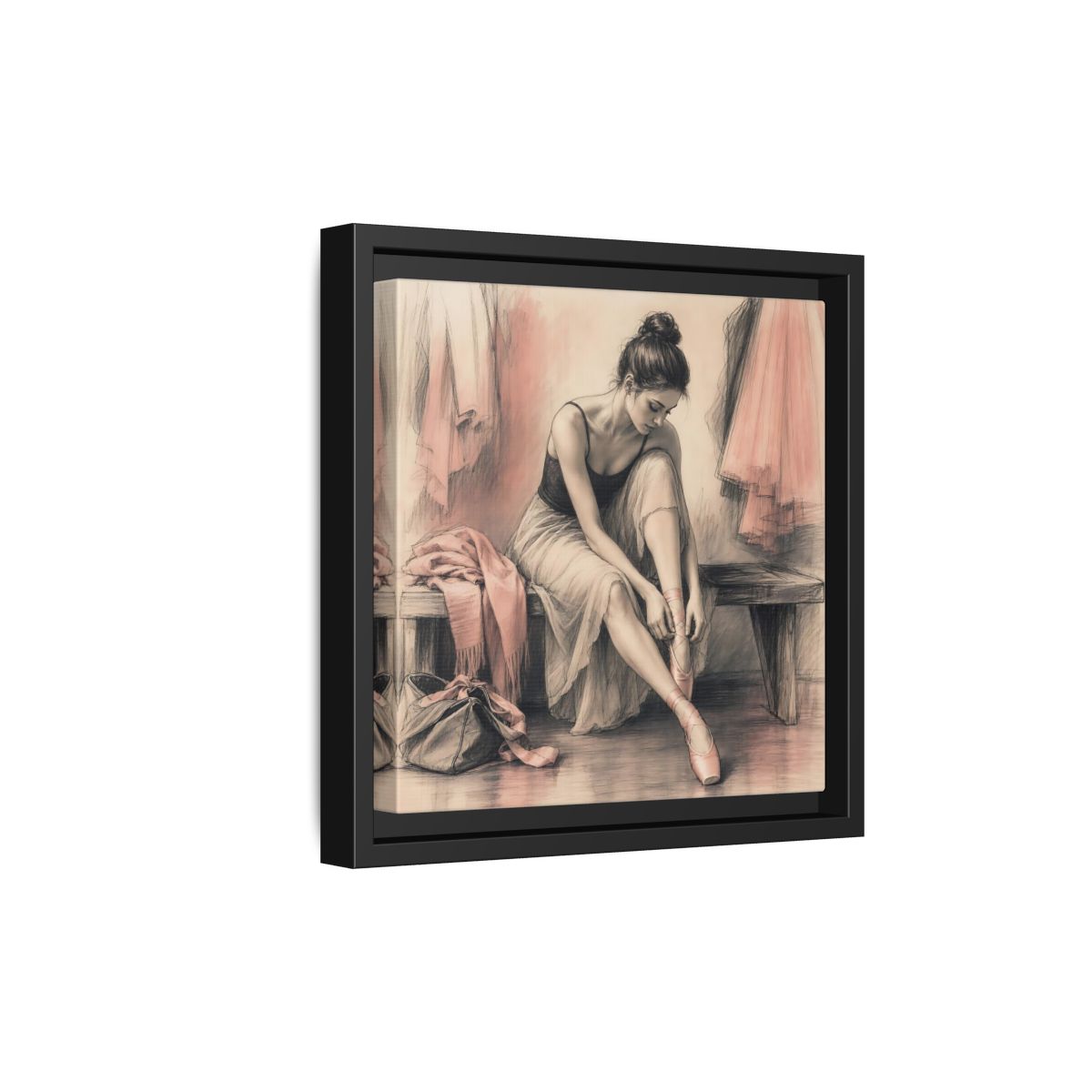 Side Mockup 21. Sports Ballerina Pink And Brown shown as framed canvas print