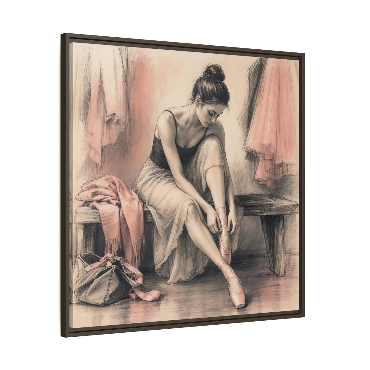 Main Mockup. Sports Ballerina Pink And Brown shown as framed canvas print
