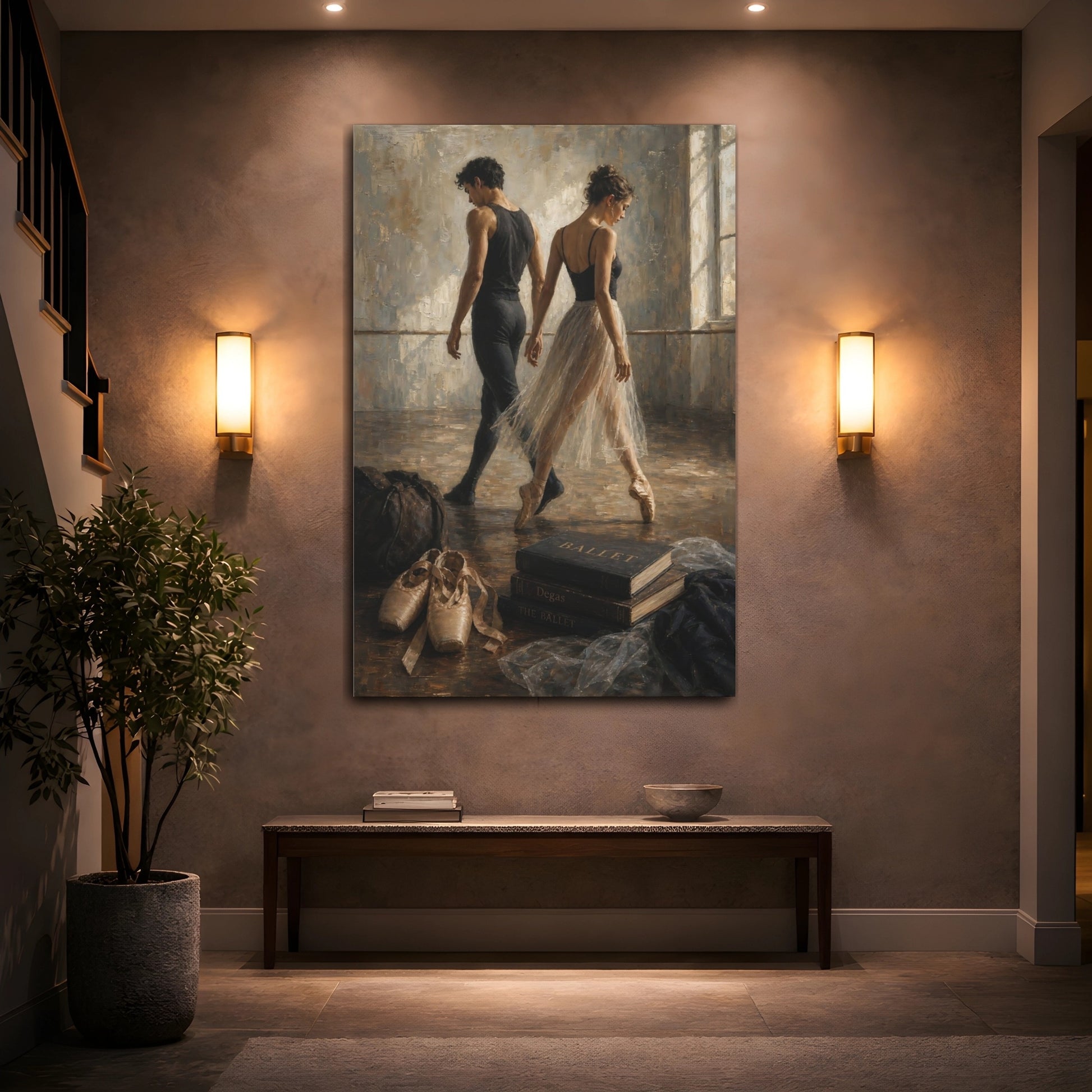 Mockup 2. Sports Ballet Dancers Ballet Dancers Brown shown as canvas print