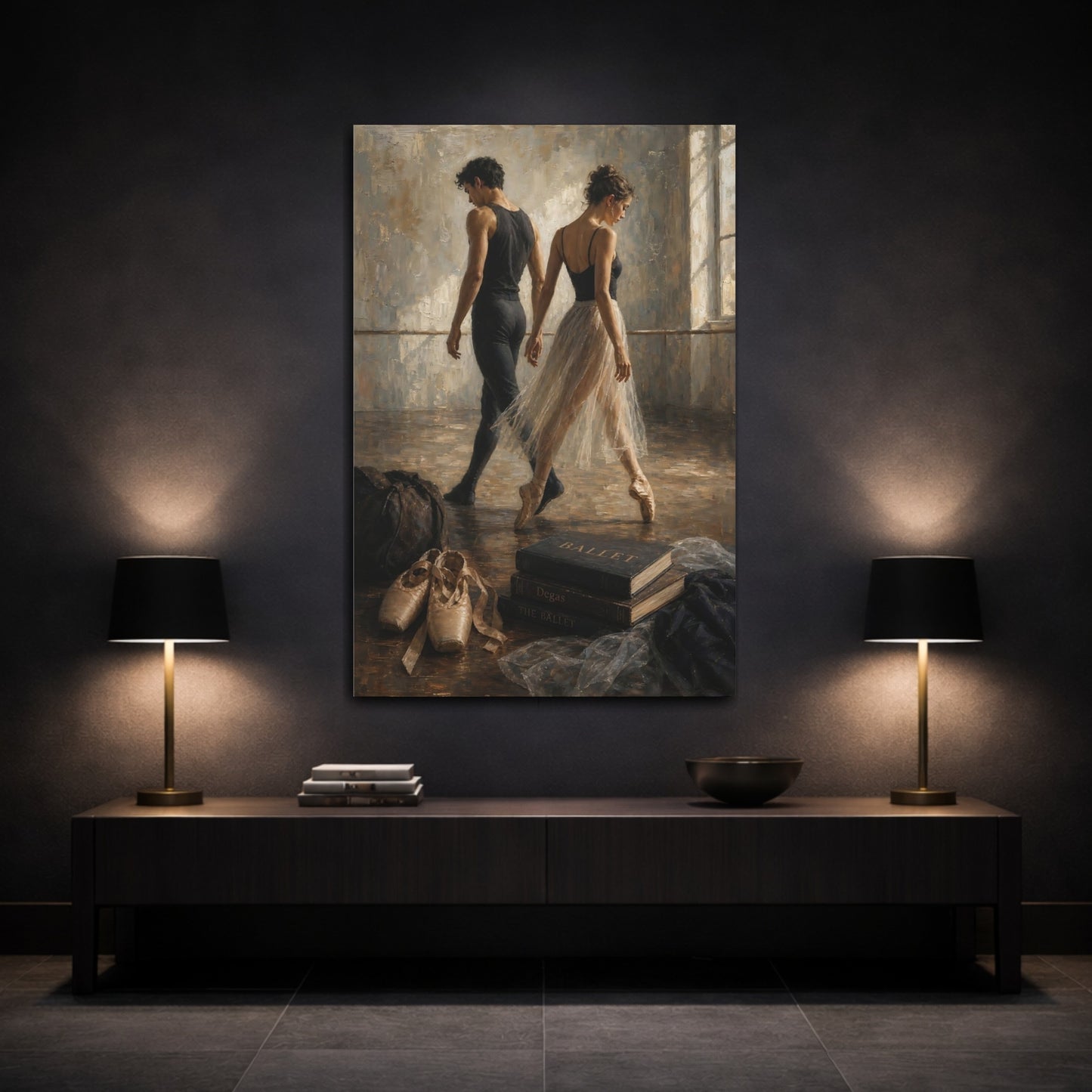 Mockup 3. Sports Ballet Dancers Ballet Dancers Brown shown as canvas print