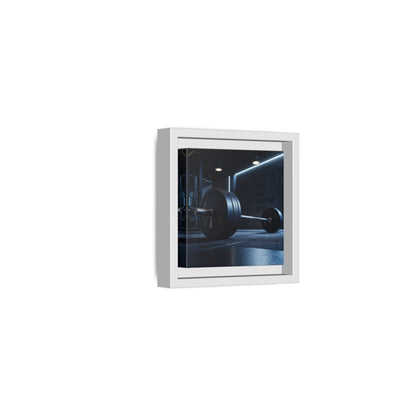 Side Mockup 22. Sports Barbell Dark Gym shown as framed canvas print