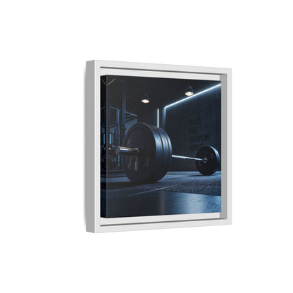 Side Mockup 19. Sports Barbell Dark Gym shown as framed canvas print