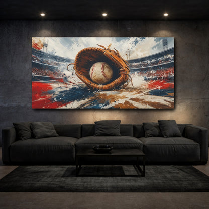 Mockup 3. Sports Baseball Baseball Stadium Art shown as canvas print