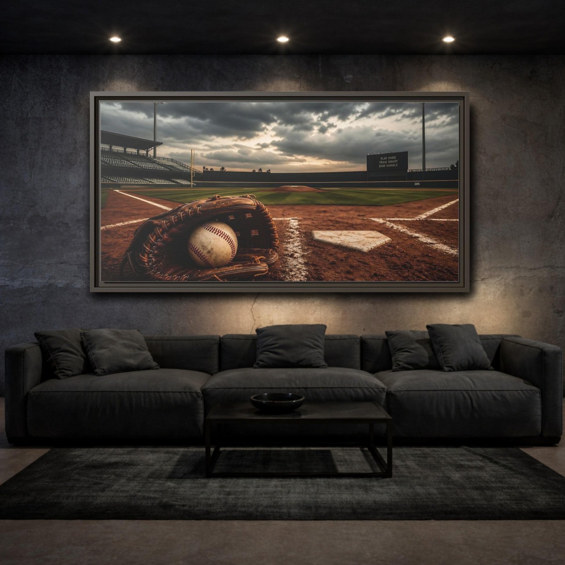 Mockup 4. Sports Baseball Field Baseball Field shown as framed canvas print